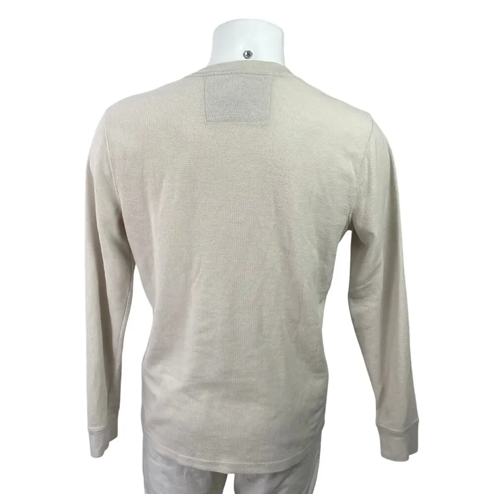 Banana Republic Men's Light Gray Knit Long Sleeve Henley T Shirt Tee Top Size L